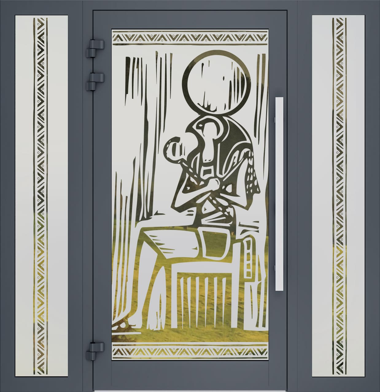 Porte d'entrés vitrés sablée 06