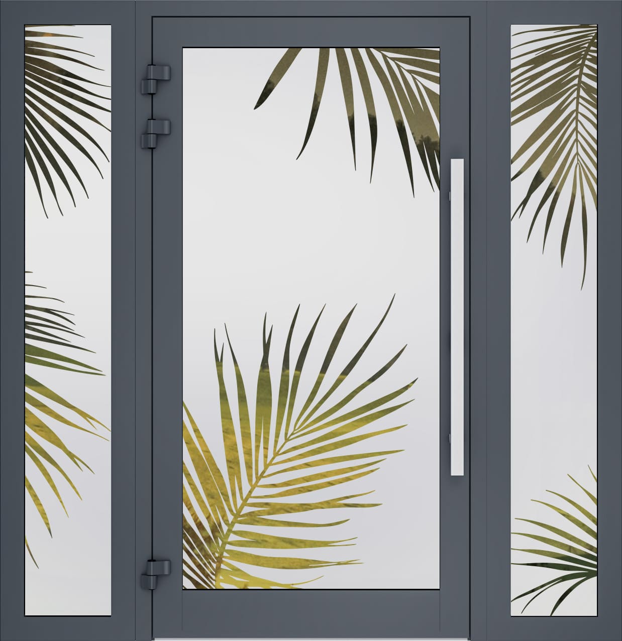 Porte d'entrés vitrés sablée 15